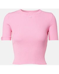 Courreges - Logo Ribbed-Knit Crop Top - Lyst