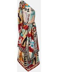 ALÉMAIS - Michelle One-Shoulder Silk Midi Dress - Lyst