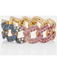 SHAY - Rainbow Pave Medium Link 18kt Gold Ring With Diamonds - Lyst