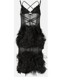 The Attico - Midikleid Mit Federn - Lyst