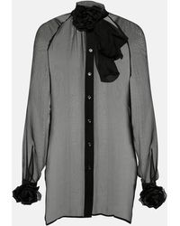 Dolce & Gabbana - Blusa de chifon de seda con apliques florales - Lyst