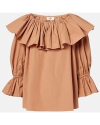 Chloé - Ruffled Cotton Poplin Blouse - Lyst