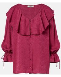 Chloé - Ruffled Silk Jacquard Blouse - Lyst