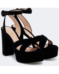 Gianvito Rossi - Sabrina Velvet Platform Sandals - Lyst