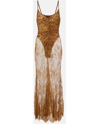 JACQUES WEI - Silk-Trimmed Lace Maxi Dress - Lyst