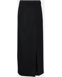 Balenciaga - Side-Slit Wool Twill Maxi Skirt - Lyst