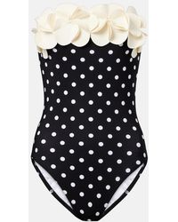 Karla Colletto - Floral-Applique Polka-Dot Swimsuit - Lyst
