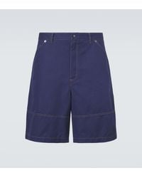 Moncler - Cotton And Linen Gabardine Shorts - Lyst