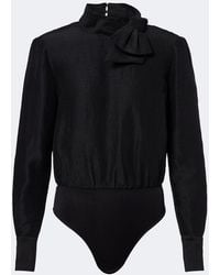 Roland Mouret - Bow-Detail Jacquard Ramie And Silk Bodysuit - Lyst