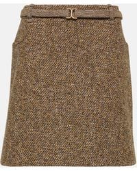 Chloé - Mini-jupe en laine et coton melanges - Lyst