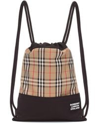 Burberry Check Drawstring Backpack - Natural