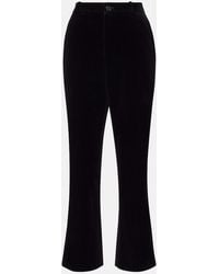 Saint Laurent - Cotton Velvet Cropped Flared Pants - Lyst