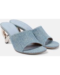 JW Anderson - Pantoletten Aus Denim Mit Leder - Lyst