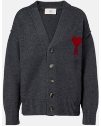 Ami Paris - Ami De Cour Virgin Wool Cardigan - Lyst
