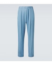 dunhill - Pleated Straight Cotton Suit Pants - Lyst