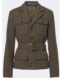 Polo Ralph Lauren - Belted Herringbone Wool-Blend Tweed Jacket - Lyst
