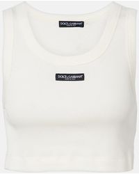 Dolce & Gabbana - Logo Cotton Jersey Crop Top - Lyst