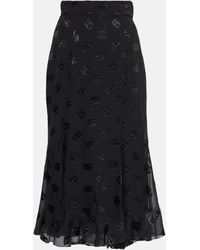 Dolce & Gabbana - Dg Devore Satin Midi Skirt - Lyst