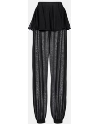 Alaïa - Mid-Rise Semi-Sheer Wide-Leg Pants - Lyst