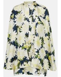 Oscar de la Renta - Floral Cotton-Blend Blouse - Lyst