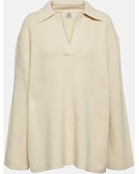 Totême - Ribbed-knit Wool Polo Sweater - Lyst