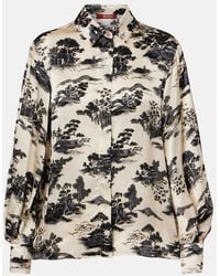 Max Mara - Vetro Printed Silk Satin Shirt - Lyst