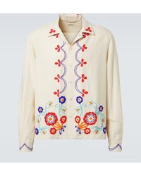 Bode - Garden Party Beaded Linen Shirt - Lyst