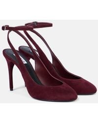 Alaïa - Decolette 90 Suede Slingback Pumps - Lyst