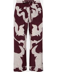 Valentino - Printed Silk Crepe De Chine Wide-leg Pants - Lyst