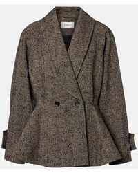 Chloé - Abrigo En Mezcla De Lana Espigado Con Peplum - Lyst