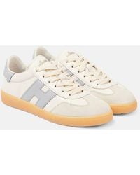 Hogan - Cool Suede-Trimmed Leather Sneakers - Lyst