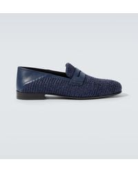 Manolo Blahnik - Loafers Padstow Aus Raffiabast Mit Leder - Lyst