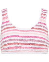 Anna Kosturova Exclusive To Mytheresa – Striped Crochet Crop Top - Pink