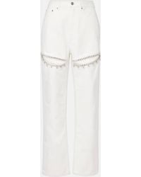 Area - Crystal-Embellished Cutout Straight Jeans - Lyst