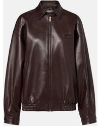 Miu Miu - Logo Leather Jacket - Lyst