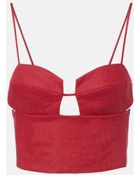 Cala De La Cruz - Imperia Cutout Linen Crop Top - Lyst