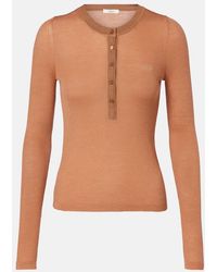 Chloé - Camiseta Con Botones Acanalada De Lana - Lyst