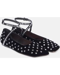 AMINA MUADDI - Ballerinas Ane Aus Samt Mit Kristallen - Lyst