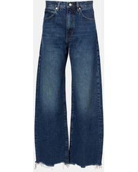 FRAME - Bow Frayed Barrel-Leg Jeans - Lyst