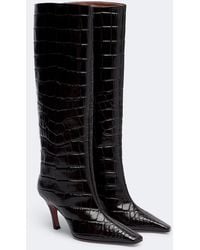 AMINA MUADDI - Mona Croc-Effect Leather Knee-High Boots - Lyst