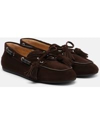 Miu Miu - Mocasines De Ante Con Cuentas - Lyst