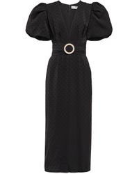 Rebecca Vallance Aspen Crepe-paneled Metallic Devoré-velvet Midi Dress in Black Womens Clothing Tops Sleeveless and tank tops 
