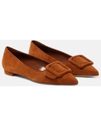 Manolo Blahnik - Maysale Suede Ballet Flats - Lyst