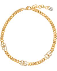 Dolce & Gabbana Logo Embellished Chain Necklace - Metallic