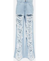 Dion Lee - Distressed Low-rise Wide-leg Jeans - Lyst