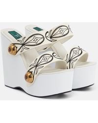 PUCCI - Bestickte Wedge-Sandalen Aus Leder - Lyst
