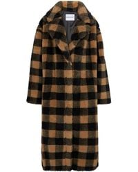 Stand Studio Maria Checked Faux Fur Coat - Brown