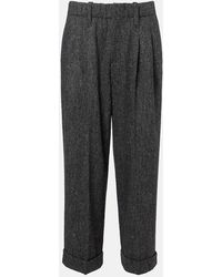 Brunello Cucinelli - Pleated Wool-Blend Tapered Pants - Lyst