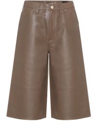 Goldsign High-rise Leather Bermuda Shorts - Green