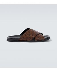 Gucci - Gg Leather Slides - Lyst